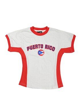 Puerto Rico Baby Ringer Tee in White Red